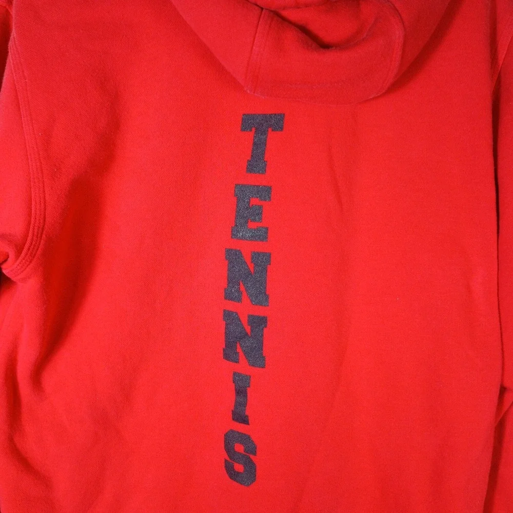 Nike Hoodie Mens M Red Tennis Hooded Sweater Club Fleece Sportswear (stain) BA39
